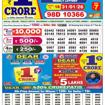Dear Lottery Result Today 6 PM – 31 January 2026