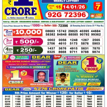 Dear Lottery Result Today 6 PM – 14 January 2026