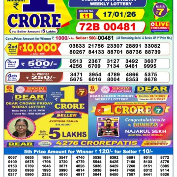 Dear Lottery Result Today 1 PM – 17 January 2026