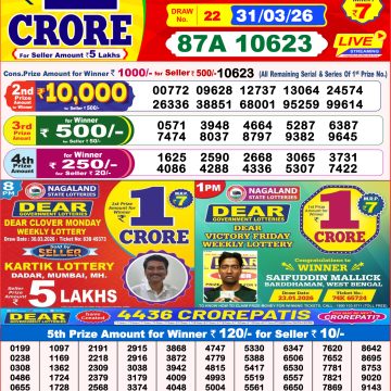 Dear Lottery Result 8 PM Dated 31 March 2026