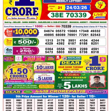 Dear Lottery Result 8 PM Dated 24 March 2026