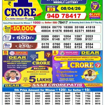 Dear Lottery Result 1 PM Dated 08 April 2026