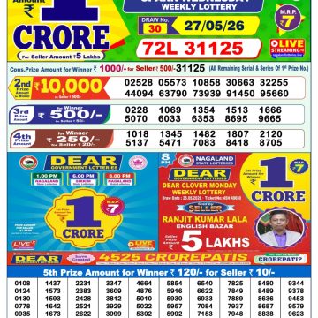 Dear Lottery Result 1 PM Dated 27 May 2026