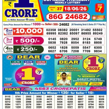 Dear Lottery Result Today 6 PM Dated 18 June 2026