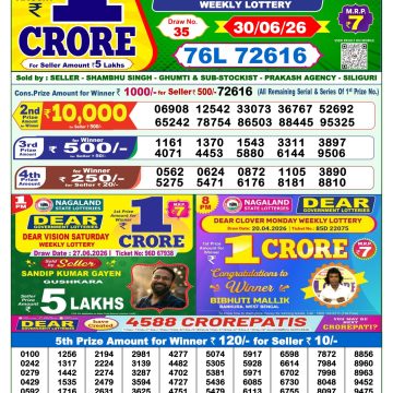 Dear Lottery Result 1 PM Dated 30 June 2026