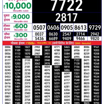 Rajshree 8pm Weekly Lottery Result Dated 30 June 2026