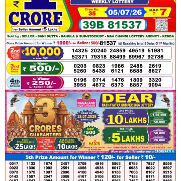 Dear Lottery Result 8 PM Dated 05 July 2026