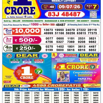 Dear Lottery Result Today 6 PM Dated 09 July 2026