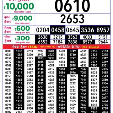 Rajshree 8pm Weekly Lottery Result Dated 09 July 2026