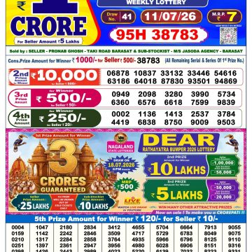 Dear Lottery Result Today 6 PM Dated 11 July 2026