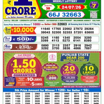 Dear Lottery Result 1 PM Dated 24 July 2026