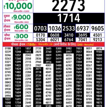 Rajshree 8pm Weekly Lottery Result Dated 30 July 2026