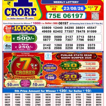 Dear Lottery Result 8 PM Dated 23 August 2026