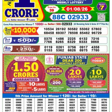 Dear Lottery Result 1 PM Dated 01 August 2026