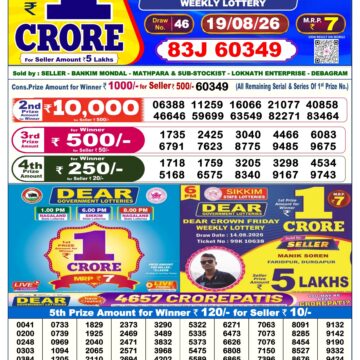 Dear Lottery Result Today 6 PM Dated 19 August 2026