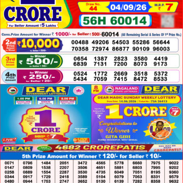 Dear Lottery Result 8 PM Dated 04 September 2026