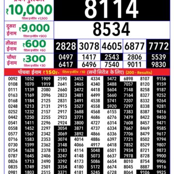 Rajshree 8pm Weekly Lottery Result Dated 08 September 2026