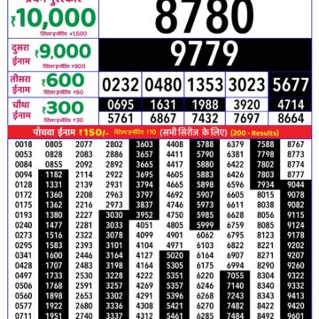 Rajshree 8pm Weekly Lottery Result Dated 16 September 2026