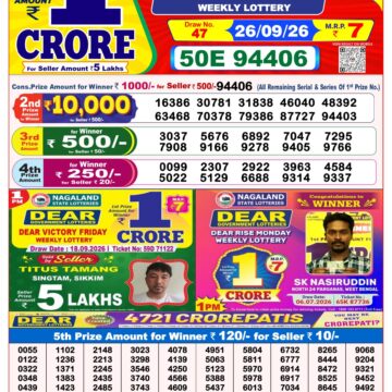 Dear Lottery Result 8 PM Dated 26 September 2026