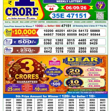 Dear Lottery Result 1 PM Dated 06 September 2026